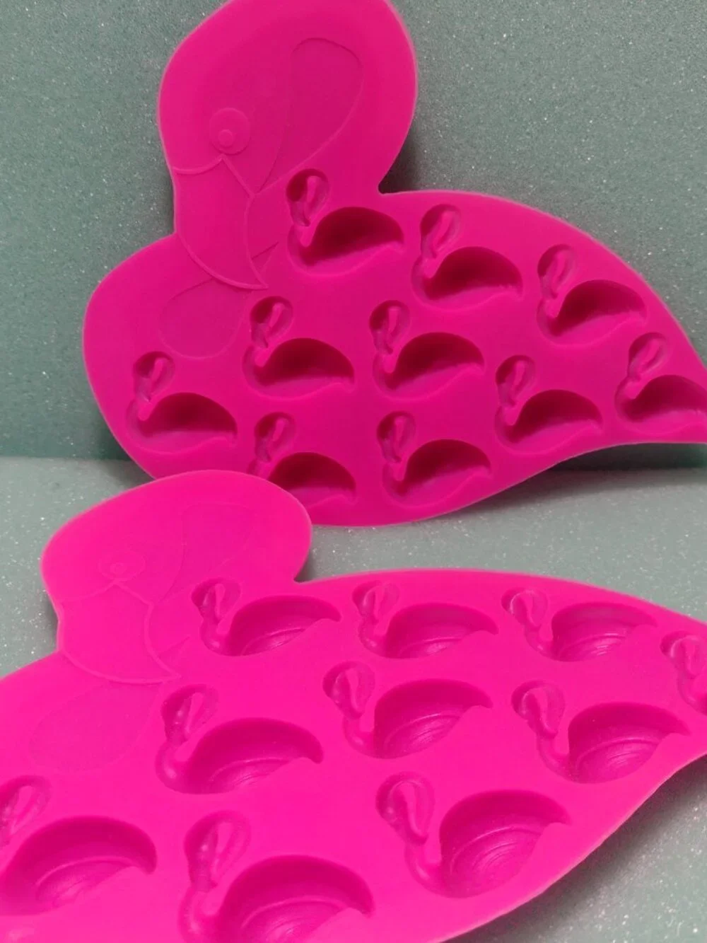 Set of 2 Flamingo Silicone Ice Cube or Cake Fondant Decorating Molds